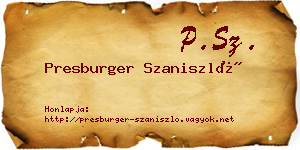 Presburger Szaniszló névjegykártya